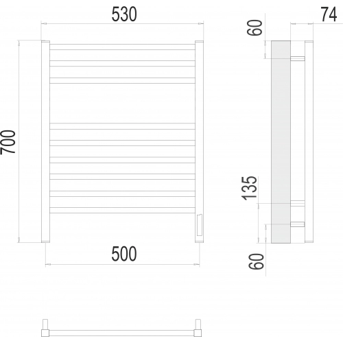 Полотенцесушитель Terminus «Ватикан» П9 500x700 электро
