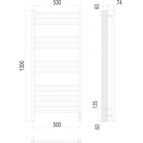Полотенцесушитель Terminus «Ватикан» П15 500x1300 электро