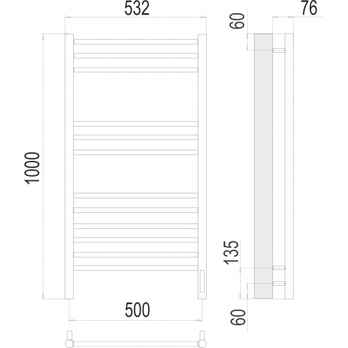 Полотенцесушитель Terminus «Аврора» П12 500х1000 электро