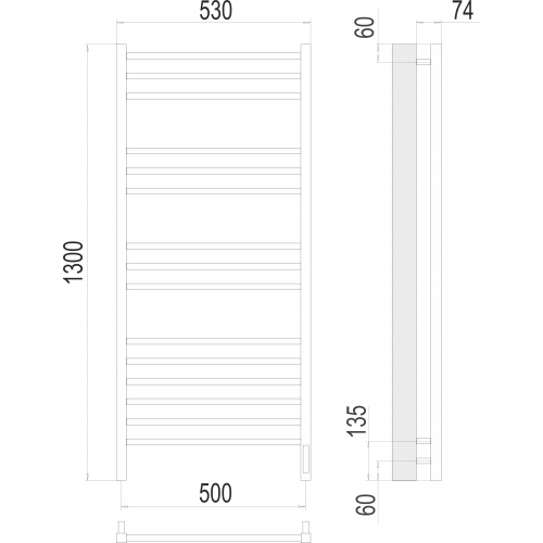 Полотенцесушитель Terminus «Сицилия» П15 500x1300 электро