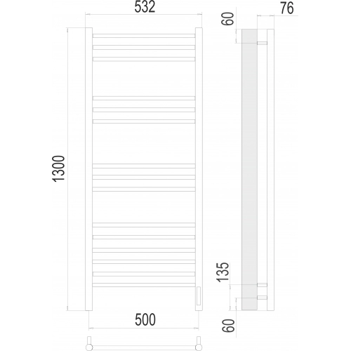 Полотенцесушитель Terminus Аврора П15 500х1300 электро
