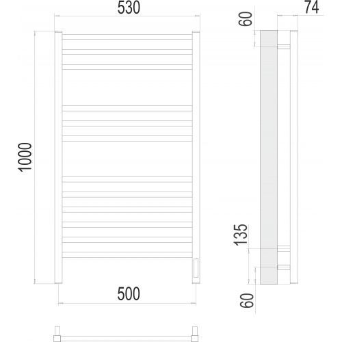 Полотенцесушитель Terminus «Ватикан» П12 500x1000 электро