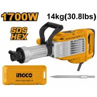 Отбойный молоток 1700Вт HEX 50Дж кейс INGCO PDB170068 INDUSTRIAL