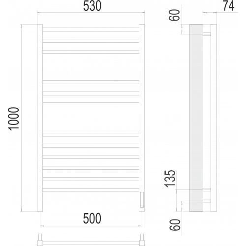 Полотенцесушитель Terminus «Сицилия» П12 500x1000 электро