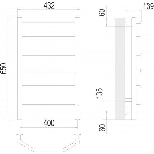 Полотенцесушитель Terminus Виктория П6 400х650 электро