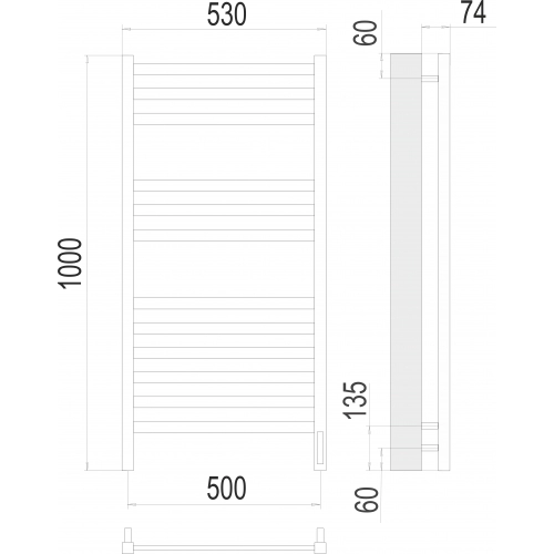 Полотенцесушитель Terminus «Енисей» П12 500x1000 электро