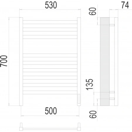 Полотенцесушитель Terminus «Енисей» П9 500x700 электро