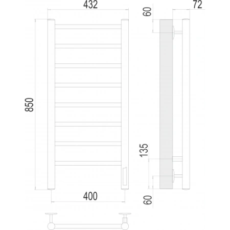 Полотенцесушитель Terminus Аврора П8 400х850 электро
