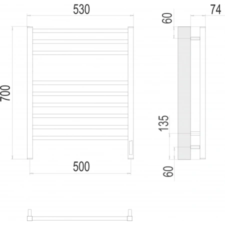 Полотенцесушитель Terminus «Ватикан» П9 500x700 электро