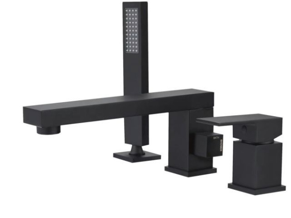 Смеситель для ванны (Lt) D35, серия Lily черный, a-five (На борт, Поворотный L-излив, 260 мм.)