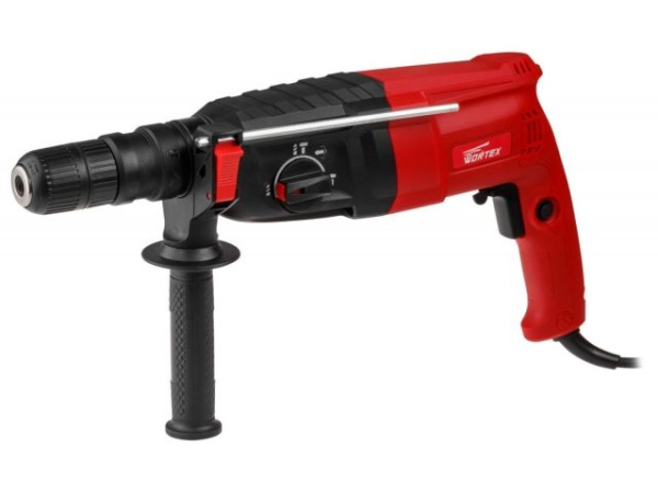 Перфоратор WORTEX RH 2829 в чем. + (2 зубила, 3 сверла) 900 Вт, 3.2 Дж, 28 мм, 4 режима, SDS-plus, Б (вес 3.4 кг)