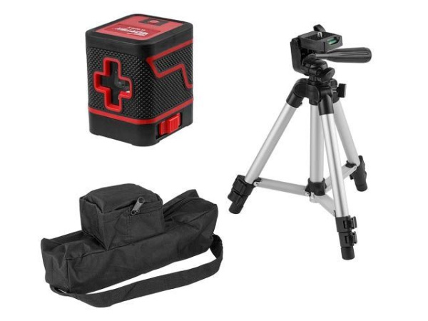 Нивелир лазерный Wortex LL 0210 X со штативом в кор. 2х110°, до 15 м, +/- 0.3 мм/м, зеленый (резьба 1/4", штатив 65 см в комплек)