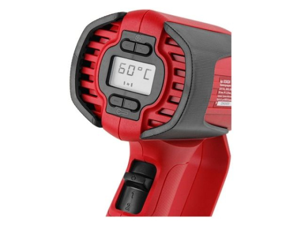 Термовоздуходувка WORTEX HG 6120-1 в чем. + набор сопл 2000 Вт, 2 режима, 60-600 °С, LCD (Плавная рег., 2 режима: 60°С, 300-500 л/мин, 60-600°С, 300-5