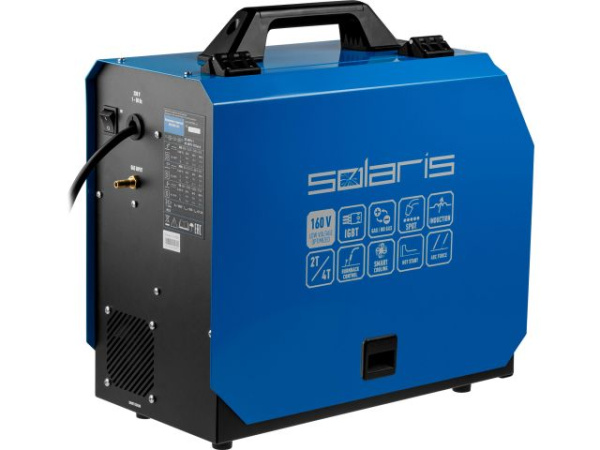 Полуавтомат сварочный Solaris MULTIMIG-245 (230В, MIG/FLUX/SPOT/MMA/TIG, евроразъем, горелка 3 м, смена полярности, 2T/4T, рег-ка индуктивн.)