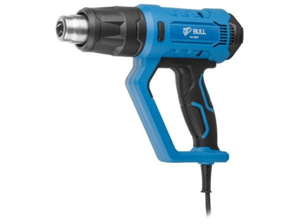 Термовоздуходувка BULL HG 6501 в чем. + набор сопл (2000 Вт, 50-650 °С, плавная регулировка, LCD-дисплей)