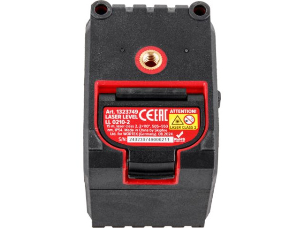 Нивелир лазерный линейный WORTEX LX LL 0210-2 (2х110°, до 15 м, +/- 0.3 мм/м, зеленый) (резьба 1/4")