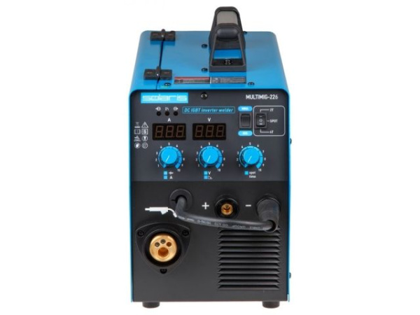 Полуавтомат сварочный Solaris MULTIMIG-226 (230В, MIG/FLUX/MMA, евроразъем, горелка 3 м, смена полярности, 2T/4T/Spot)