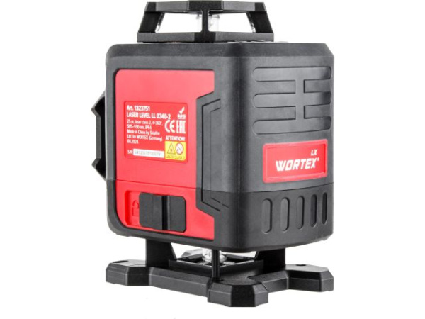 Нивелир лазерный линейный WORTEX LX LL 0340-2 (4х360°, до 25 м, +/- 0.3 мм/м, зеленый) (резьба 1/4")