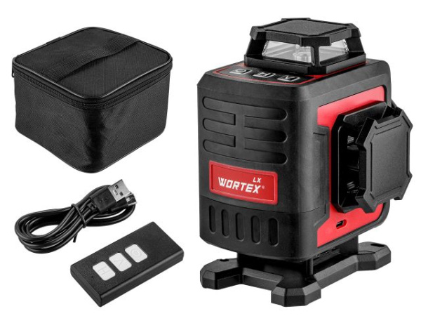 Нивелир лазерный линейный WORTEX LX LL 0340-2 (4х360°, до 25 м, +/- 0.3 мм/м, зеленый) (резьба 1/4")