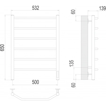 Полотенцесушитель Terminus Виктория П6 500х650 электро