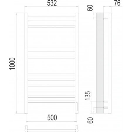 Полотенцесушитель Terminus «Аврора» П12 500х1000 электро