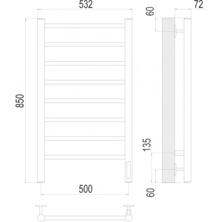Полотенцесушитель Terminus Аврора П8 500х850 электро