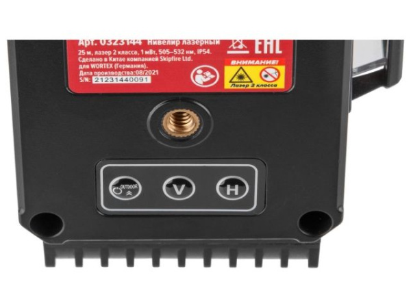 Нивелир лазерный WORTEX LL 0330-1 в чем. + аксессуары 3х360°, до 25 м, +/- 0.3 мм/м, зеленый (резьба 1/4")