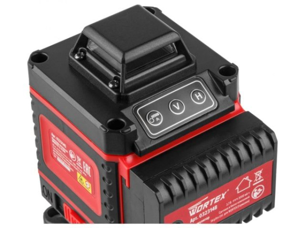 Нивелир лазерный WORTEX LL 0340 в чем. + аксессуары 4х360°, до 25 м, +/- 0.3 мм/м, зеленый (резьба 1/4")