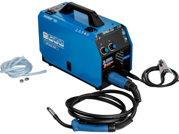 Полуавтомат сварочный Solaris TOPMIG-226 (220В, MIG/FLUX, евроразъем, горелка 3 м, смена полярности, 2T/4T)