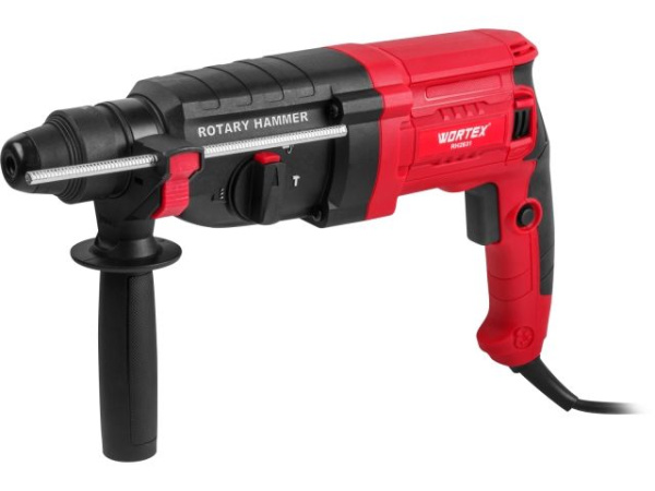 Перфоратор WORTEX RH 2831 в чем. + (2 зубила, 3 сверла) 850 Вт, 3.0 Дж, 3 реж., SDS-plus, Vario-Lock (850 Вт, 3.0 Дж, 3 реж., патрон SDS-plus, вес 3.2 кг)