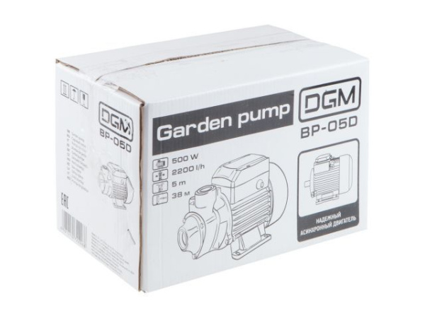 Насос садовый DGM BP-05D, 500 Вт, 2200 л/ч (500 Вт, 2200 л/ч, до 38 м)