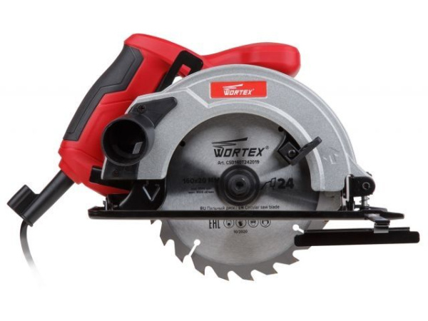 Циркулярная пила WORTEX CS 1612 в кор. 1200 Вт, 160 мм, до 52 мм