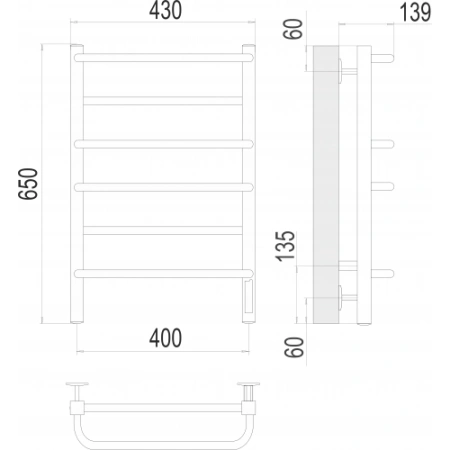 Полотенцесушитель Terminus Евромикс квадро П6 400х650 электро