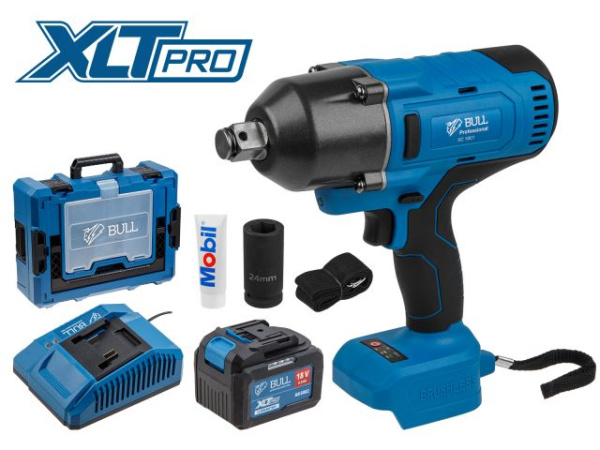 Аккум. ударный гайковерт BULL SC 1801 Xcase XLTpro БЕСЩЕТ., 18 В, 1000 Н*м, 3/4", 1х6 А*ч, з/у 4 А (вес 3.3 кг)