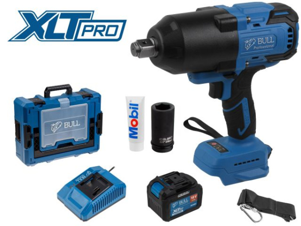Аккум. ударный гайковерт BULL SC 1810 Xcase, XLTpro, БЕСЩЕТ., 18 В, 1500 Н*м, 3/4", 1х6 А*ч, з/у 6 А (Масса: 3,92 кг,)