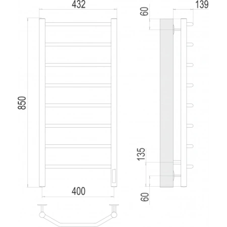 Полотенцесушитель Terminus Виктория П8 400х850 электро