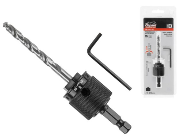 Центр. сверло для биметалл. коронки с шестигр. быстросъем.переходн. PROGRESSOR GEPARD (хвостовик, направляющее сверло для коронки биметаллической серии GP2550)