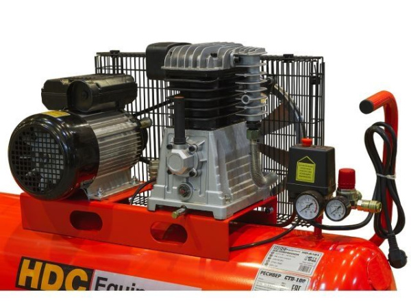 Компрессор HDC HD-A101 ременной (396 л/мин, 10 атм, ременной, масляный, ресив. 100 л, 220 В, 2.20 кВт)