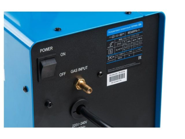 Полуавтомат сварочный Solaris TOPMIG-226 с горелкой 3 м (220В, MIG/FLUX, евроразъем, горелка 3 м, смена полярности)