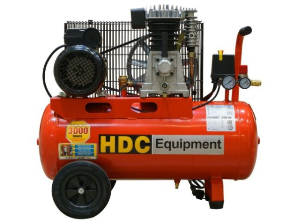 Компрессор HDC HD-A051 ременной (396 л/мин, 10 атм, ременной, масляный, ресив. 50 л, 220 В, 2.20 кВт)