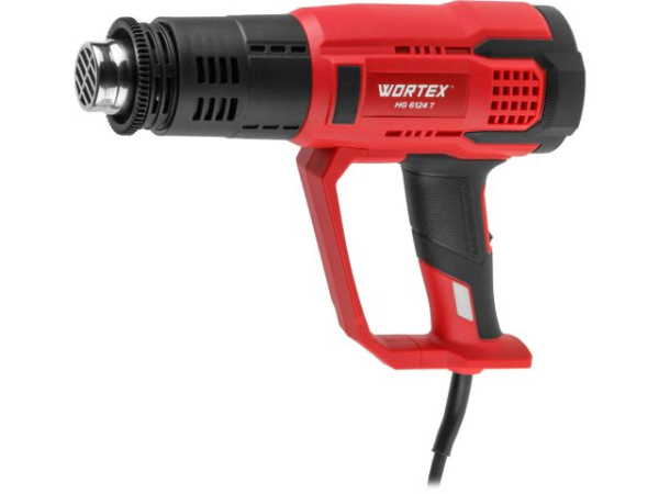 Термовоздуходувка WORTEX HG 6124 T в кор. + набор сопл 2000 Вт, 2 режима., 60-600 °С (плавн. рег., 300, 500 л/мин)