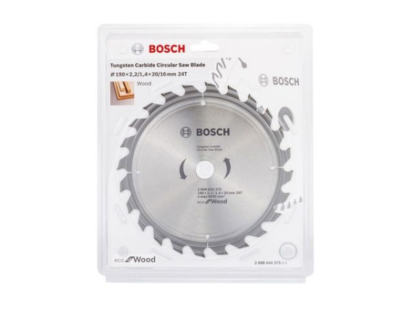 Диск пильный 190х20 мм 24 зуб. по дереву ECO WOOD BOSCH (твердоспл. зуб)