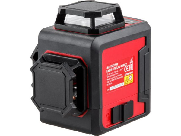 Нивелир лазерный линейный WORTEX LX LL 0330-2 (3х360°, до 25 м, +/- 0.3 мм/м, зеленый) (резьба 1/4")