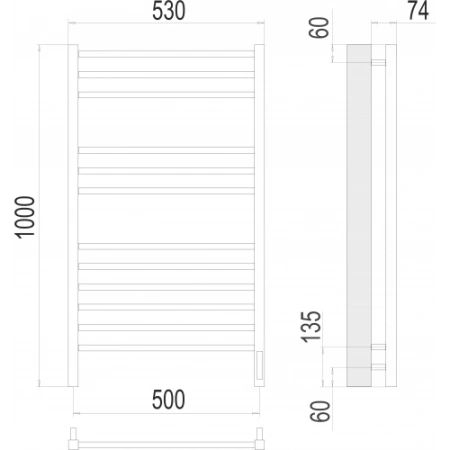 Полотенцесушитель Terminus «Сицилия» П12 500x1000 электро