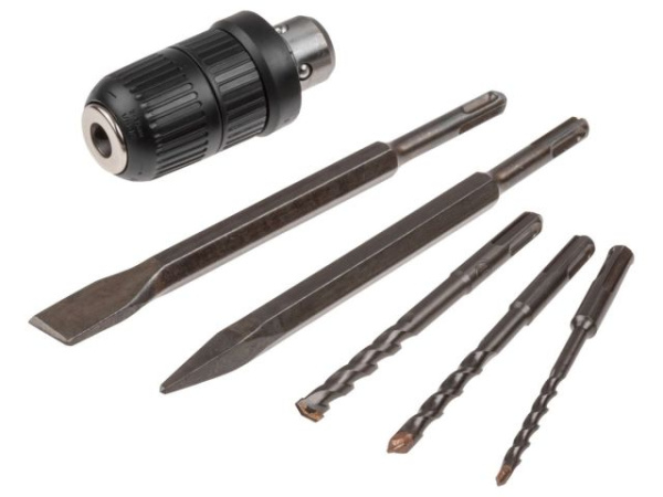 Перфоратор WORTEX RH 2829 в чем. + (2 зубила, 3 сверла) 900 Вт, 3.2 Дж, 28 мм, 4 режима, SDS-plus, Б (вес 3.4 кг)