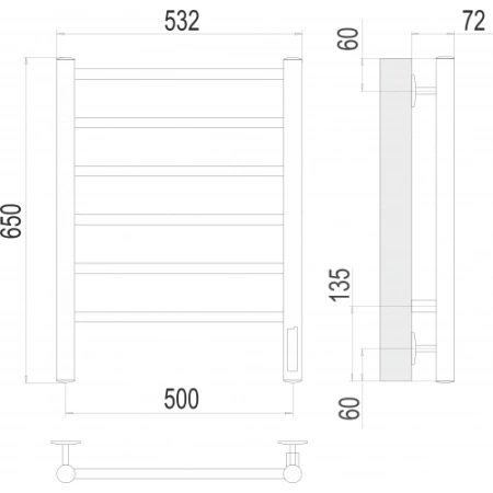 Полотенцесушитель Terminus Аврора П6 500х650 электро