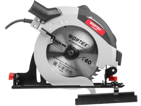 Циркулярная пила WORTEX CS 2175 в кор. 1900 Вт, 210 мм, до 75 мм (макс. глуб. пропила в дереве (90°/45°) 75/53 мм)