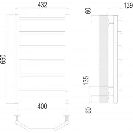Полотенцесушитель Terminus Виктория П6 400х650 электро