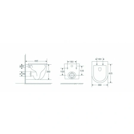 Подвесной унитаз безободковый Terminus Аврора 495х360 белый