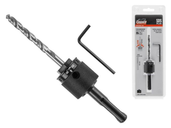 Центр. сверло для биметалл. коронки с SDS-plus быстросъем.переходн. PROGRESSOR GEPARD (хвостовик, направляющее сверло для коронки биметаллической серии GP2550)
